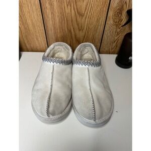 UGG Women's White Suede Leather Sheepskin Lined Slippers Size 9 Casual